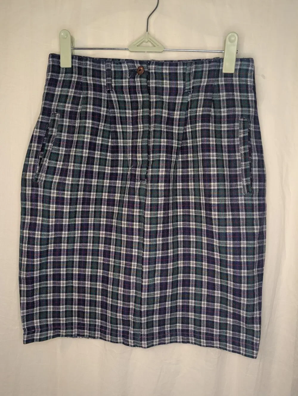 Vintage 100% cotton plaid mini skirt
